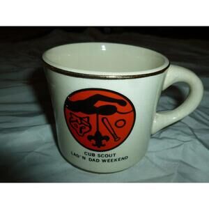 Vintage‎ Boy Scout Coffee Teacup mug LAD'n Dad Weekend LOGO